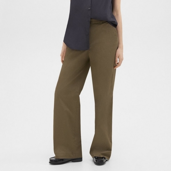 Theory Straight Leg CL Trouser Pant in Organic Cotton Women's Size 00